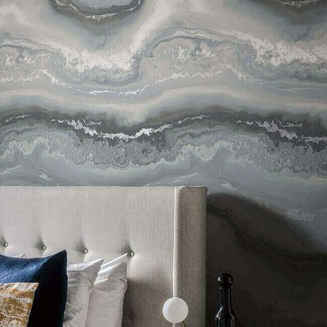 Moontide High Performance Wallpaper Blue Agate - York Wallcoverings - DA3503 - York Wallcoverings Wallpaper