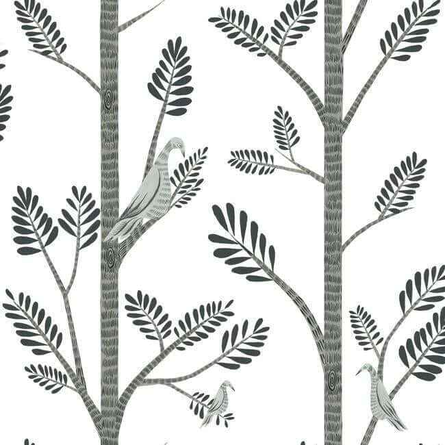 Aviary Branch Grey Peel & Stick Wallpaper - York Wallcoverings - PSW1238RL