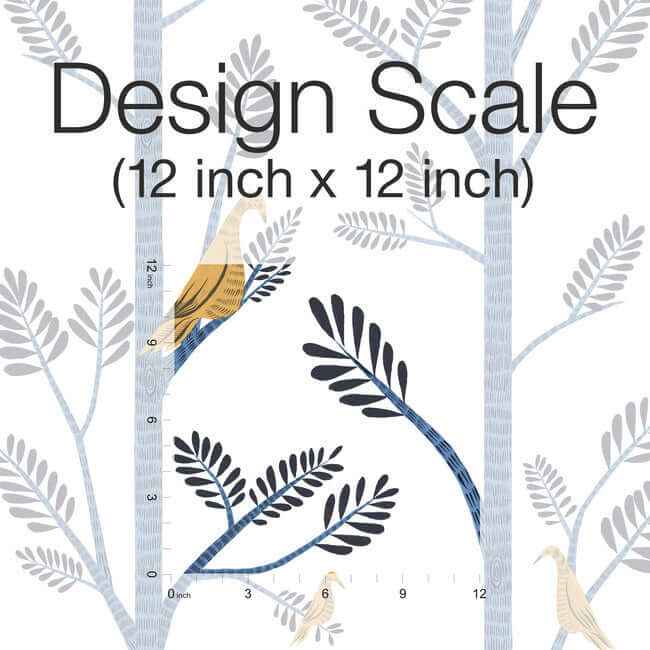 Aviary Branch Blue & Yellow Peel & Stick Wallpaper - York Wallcoverings - PSW1236RL - York Wallcoverings Wallpaper