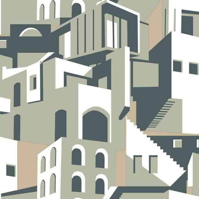 Architectural over Architectural Beige & Grey Peel & Stick Wallpaper - York Wallcoverings - PSW1248RL - York Wallcoverings Wallpaper