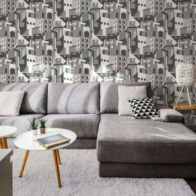 Arch Architectural Grey Peel & Stick Wallpaper - York Wallcoverings - PSW1247RL - York Wallcoverings Wallpaper