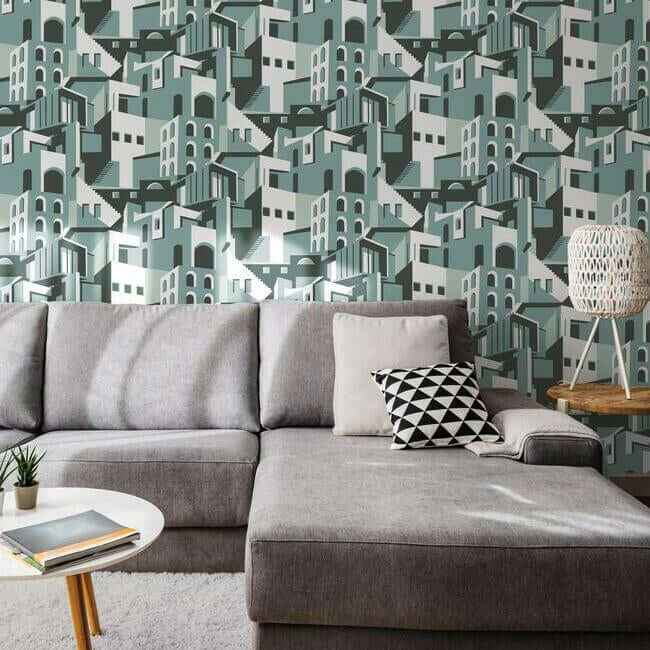 Arch Architectural Blue Grey Peel & Stick Wallpaper - York Wallcoverings - PSW1246RL - York Wallcoverings Wallpaper