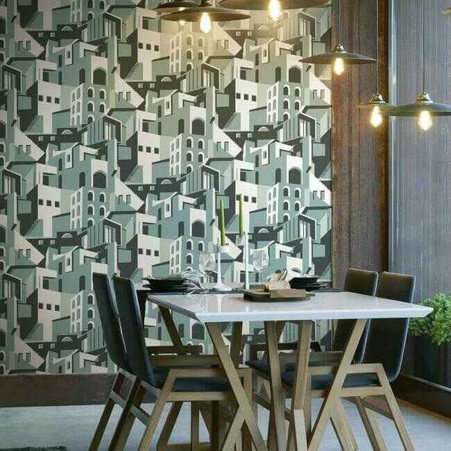 Arch Architectural Blue Grey Peel & Stick Wallpaper - York Wallcoverings - PSW1246RL - York Wallcoverings Wallpaper
