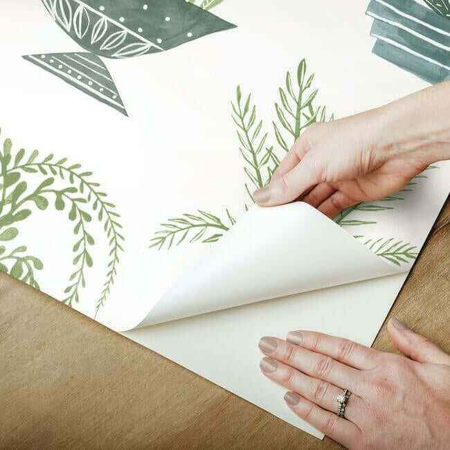 Plant Party Green Peel & Stick Wallpaper - York Wallcoverings - PSW1249RL - York Wallcoverings Wallpaper