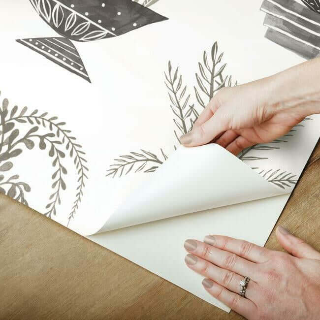 plant-party-black-peel-stick-wallpaper-york-wallcoverings-psw1251rl - York Wallcoverings Wallpaper