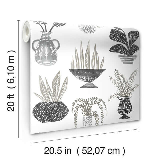 plant-party-black-peel-stick-wallpaper-york-wallcoverings-psw1251rl - York Wallcoverings Wallpaper