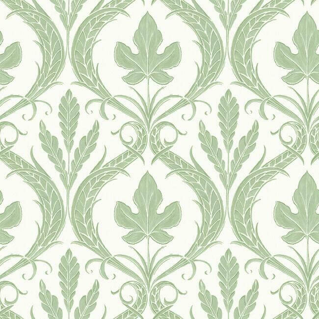 adirondack-damask-green-white-wallpaper-york-wallcoverings-dm4921 - York Wallcoverings Wallpaper