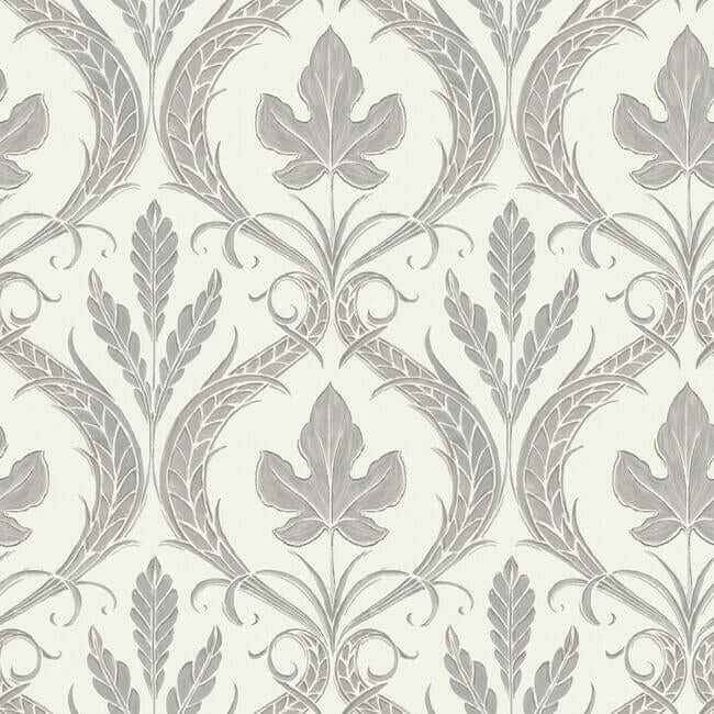 Adirondack Damask Grey & Beige Wallpaper - York Wallcoverings - DM4925