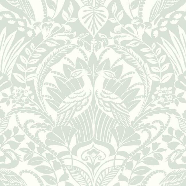 egret-damask-wallpaper-sage-york-wallcoverings-dm4998 - York Wallcoverings Wallpaper