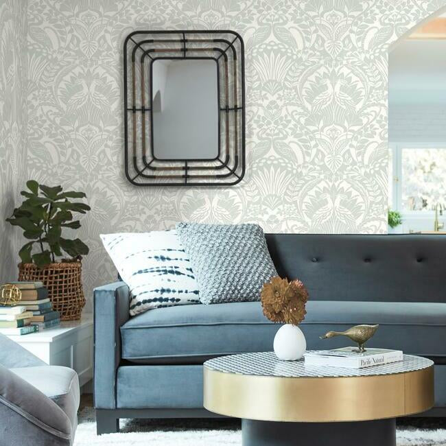 egret-damask-wallpaper-sage-york-wallcoverings-dm4998 - York Wallcoverings Wallpaper
