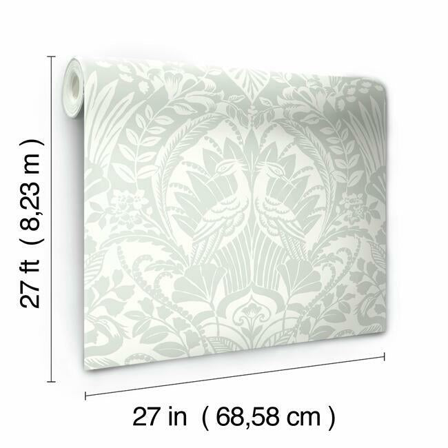 egret-damask-wallpaper-sage-york-wallcoverings-dm4998 - York Wallcoverings Wallpaper