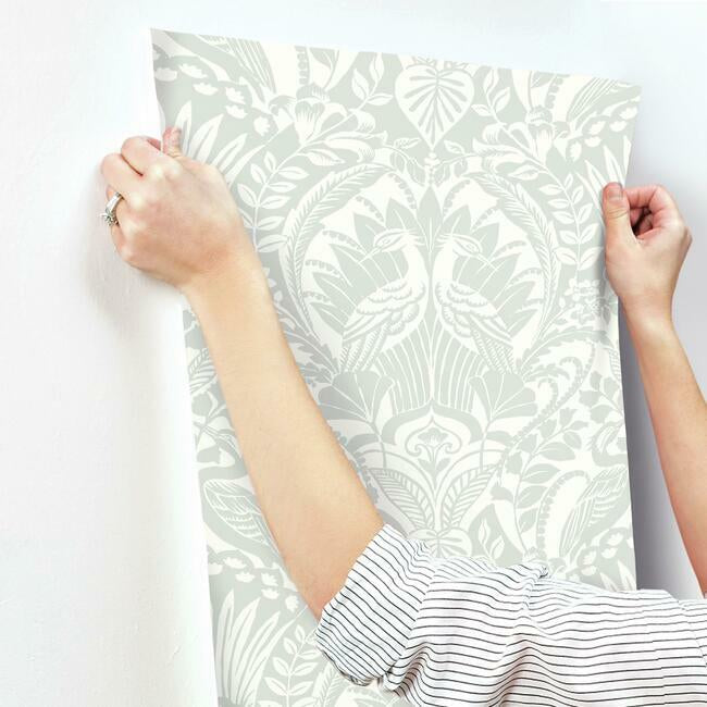 egret-damask-wallpaper-sage-york-wallcoverings-dm4998 - York Wallcoverings Wallpaper