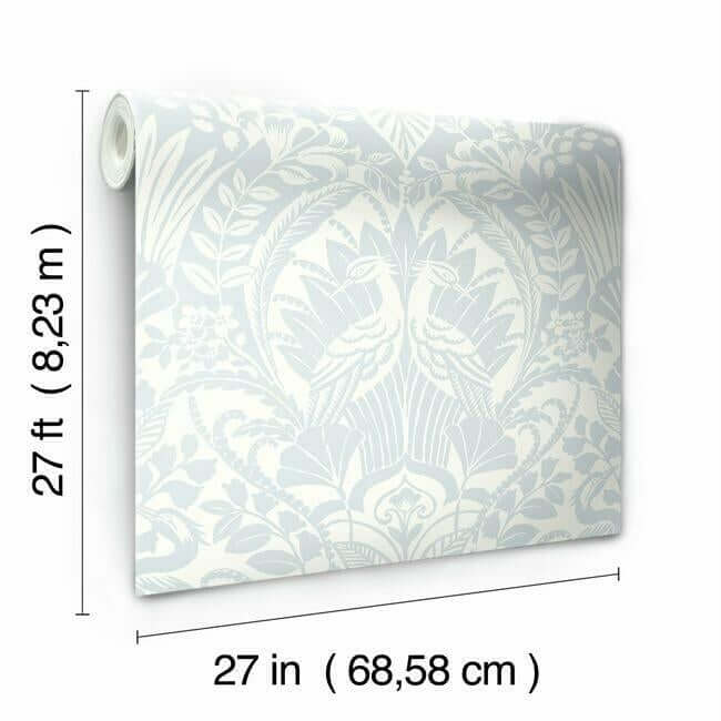 egret-damask-wallpaper-sky-blue-york-wallcoverings-dm4999 - York Wallcoverings Wallpaper