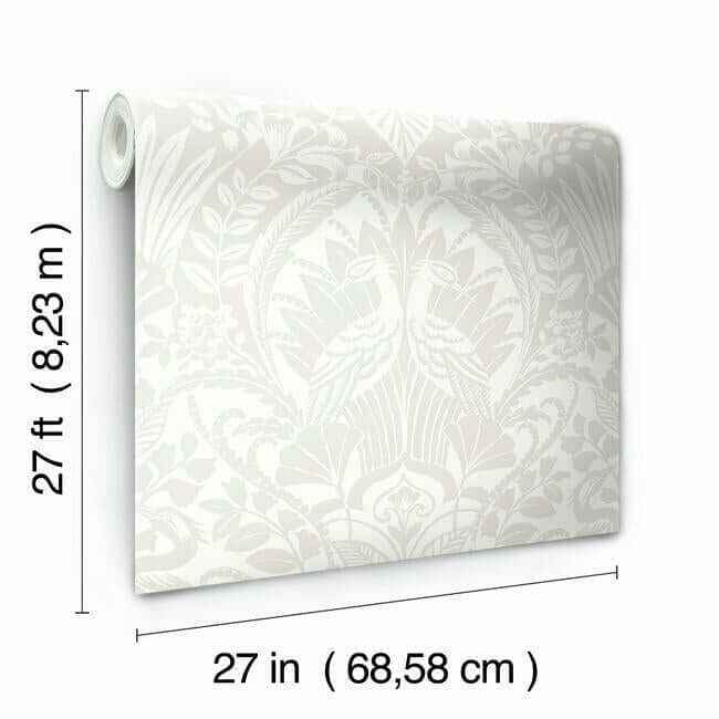 Egret Damask Taupe Wallpaper - York Wallcoverings - DM4997 - York Wallcoverings Wallpaper