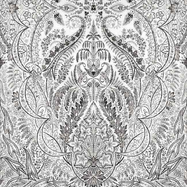 Jaipur Paisley Damas Black Wall Mural - York Wallcoverings - DM4911M