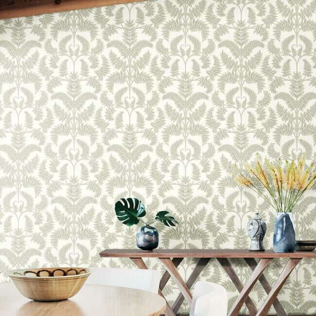 royal-fern-damask-wallpaper-beige-york-wallcoverings-dm4963 - York Wallcoverings Wallpaper