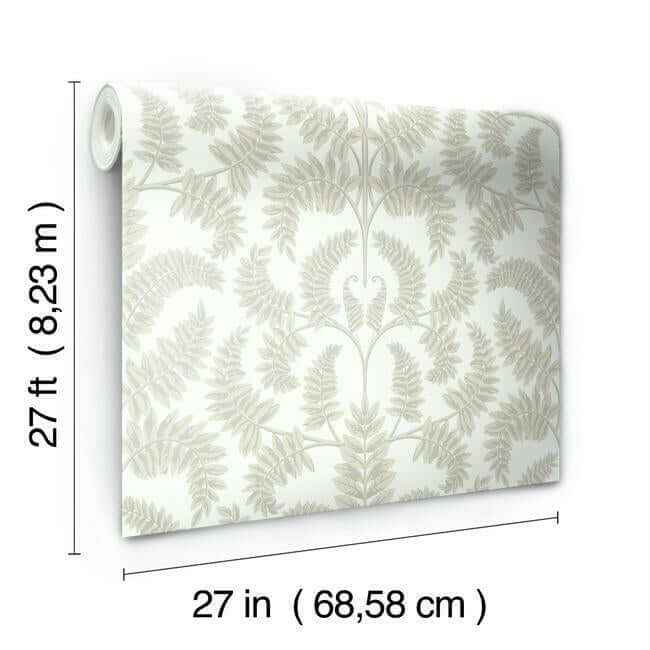 Royal Fern Damask Beige Wallpaper - York Wallcoverings - DM4963 - York Wallcoverings Wallpaper