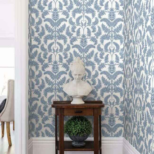 Royal Fern Damask Blue Wallpaper - York Wallcoverings - DM4962 - York Wallcoverings Wallpaper