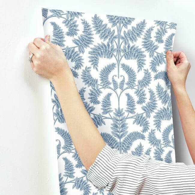 royal-fern-damask-blue-wallpaper-york-wallcoverings-dm4962 - York Wallcoverings Wallpaper