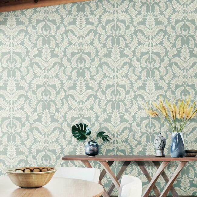 royal-fern-damask-wallpaper-eucalyptus-york-wallcoverings-dm4964 - York Wallcoverings Wallpaper