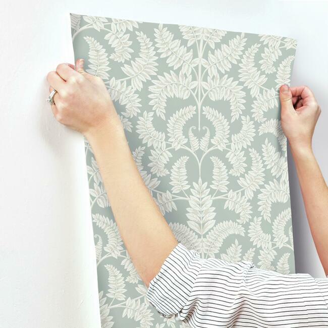 royal-fern-damask-wallpaper-eucalyptus-york-wallcoverings-dm4964 - York Wallcoverings Wallpaper