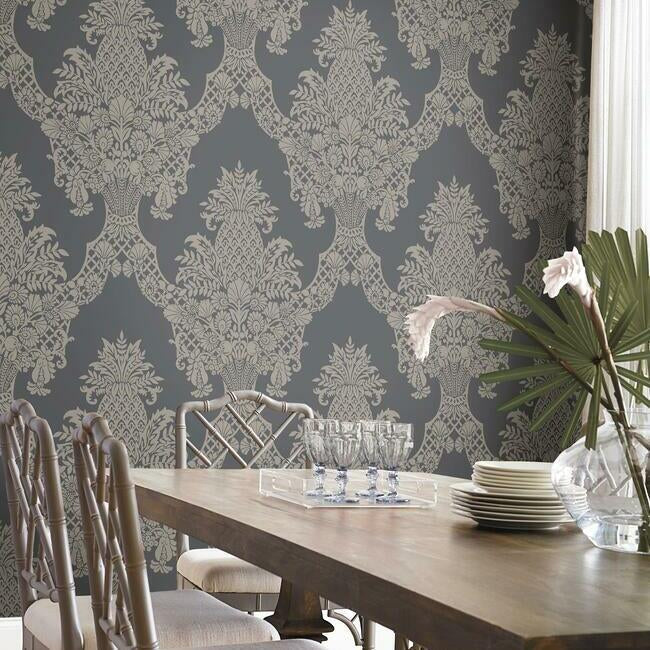 pineapple-plantation-grey-wallpaper-york-wallcoverings-dm4975 - York Wallcoverings Wallpaper