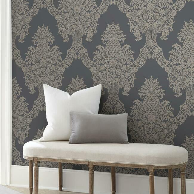 pineapple-plantation-grey-wallpaper-york-wallcoverings-dm4975 - York Wallcoverings Wallpaper
