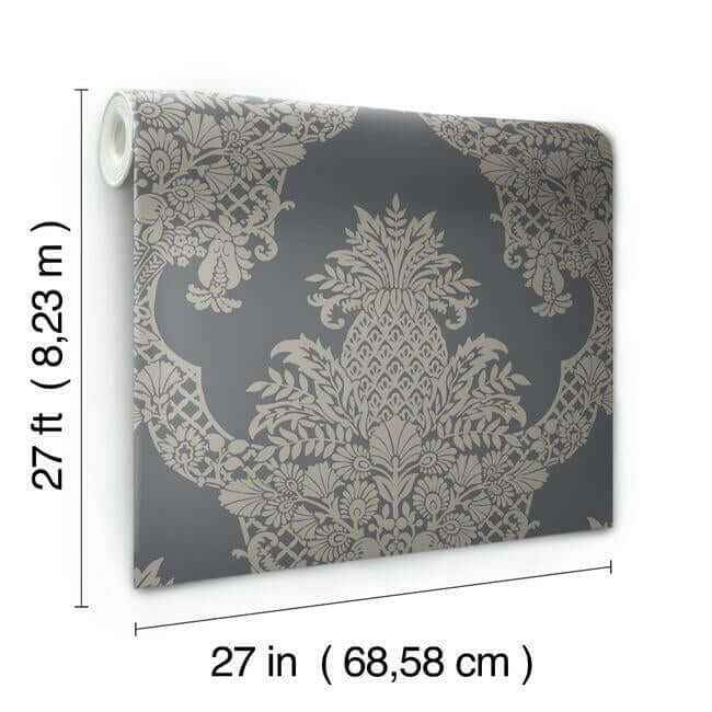 Pineapple Plantation Grey Wallpaper - York Wallcoverings - DM4975 - York Wallcoverings Wallpaper