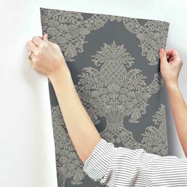 Pineapple Plantation Grey Wallpaper - York Wallcoverings - DM4975 - York Wallcoverings Wallpaper