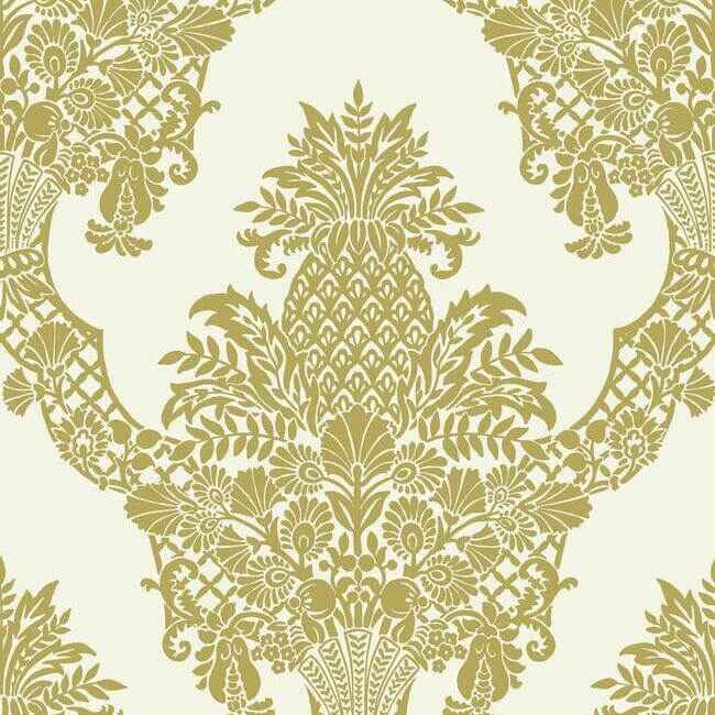 Pineapple Plantation Gold Wallpaper - York Wallcoverings - DM4971 - York Wallcoverings Wallpaper