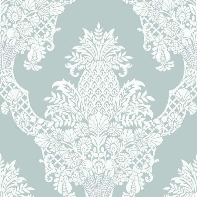 pineapple-plantation-blue-wallpaper-york-wallcoverings-dm4973 - York Wallcoverings Wallpaper