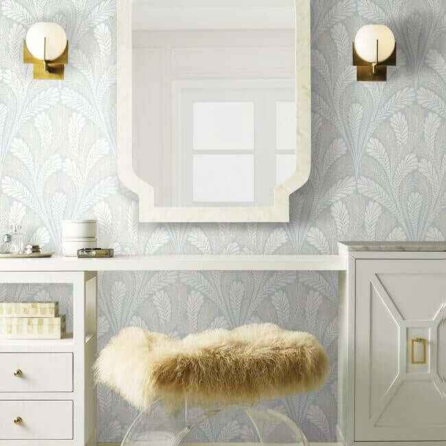 Shell Damask Blue Wallpaper - York Wallcoverings - DM5021