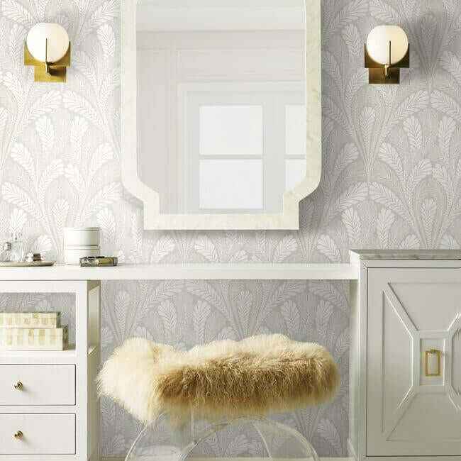 Shell Damask Grey Wallpaper - York Wallcoverings - DM5022