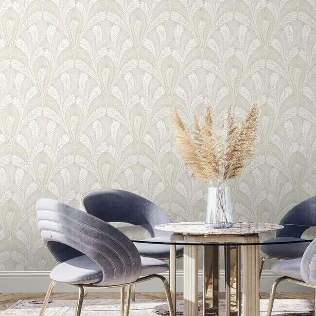 shell-damask-grey-wallpaper-york-wallcoverings-dm5022 - York Wallpaper Wallpaper