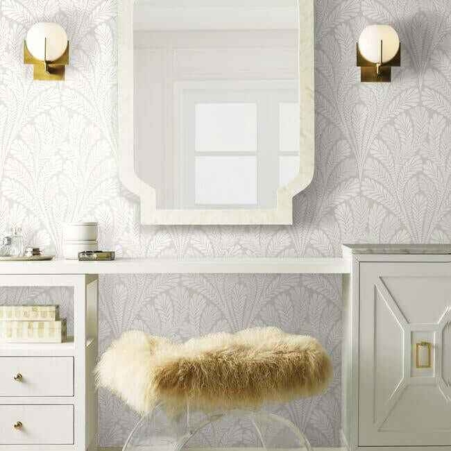 Shell Damask Neutral & Pearl Wallpaper - York Wallcoverings - BW3952