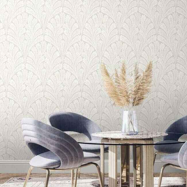 Shell Damask Neutral & Pearl Wallpaper - York Wallcoverings - BW3952 - York Wallcoverings Wallpaper