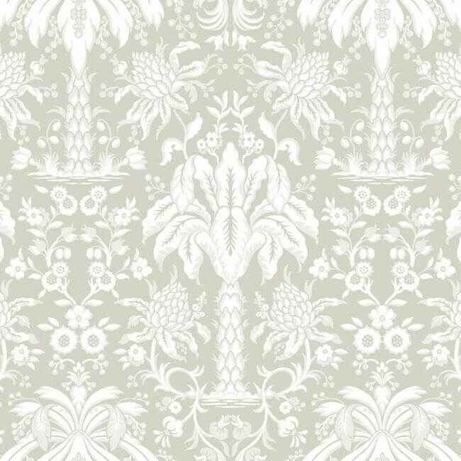 Palmetto Palm Damask Beige Wallpaper - York Wallcoverings - DM5013