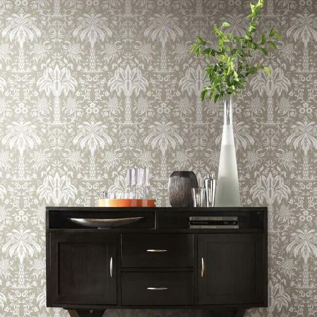 palmetto-palm-damask-wallpaper-beige-york-wallcoverings-dm5013 - York Wallcoverings Wallpaper