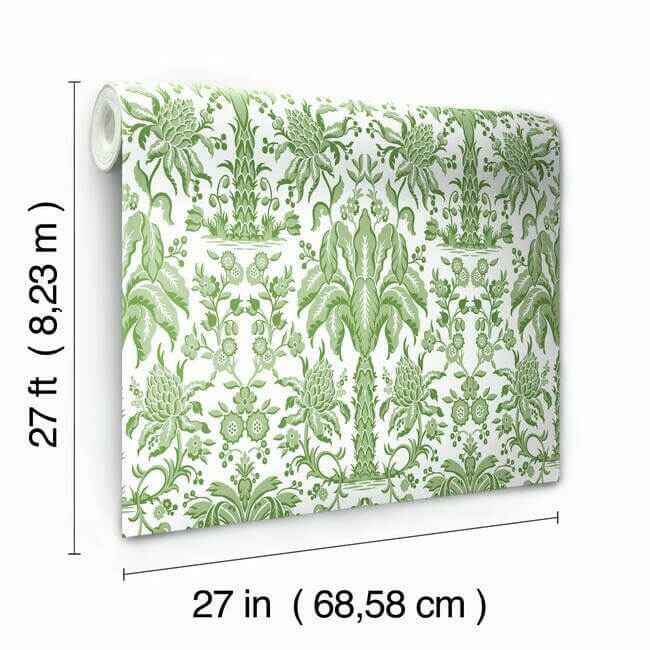Palmetto Palm Damask Green Wallpaper - York Wallcoverings - DM5011 - York Wallcoverings Wallpaper