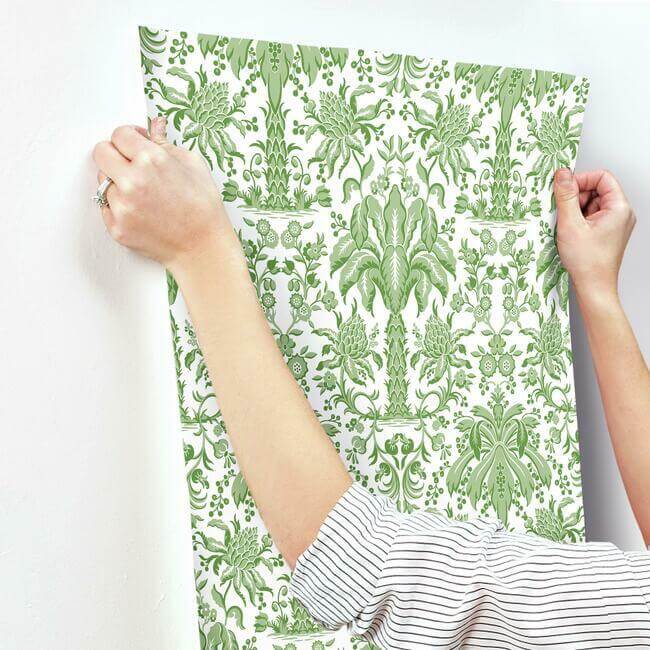 palmetto-palm-damask-green-wallpaper-york-wallcoverings-dm5011 - York Wallcoverings Wallpaper