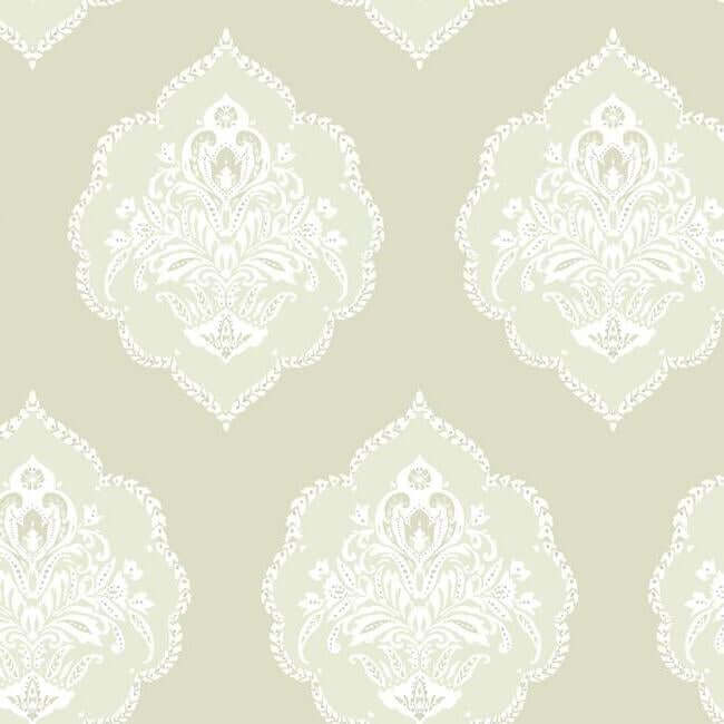 signet-medallion-damask-beige-wallpaper-york-wallcoverings-dm4983 - York Wallcoverings Wallpaper