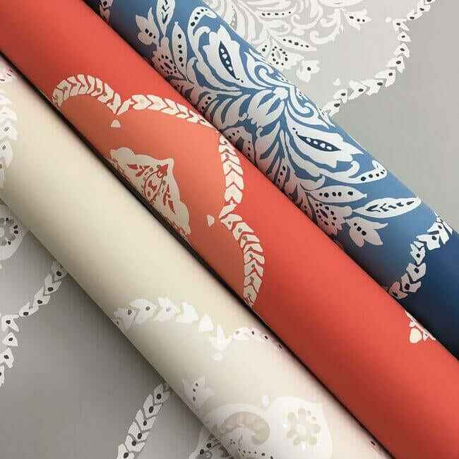 Signet Medallion Damask Blue Wallpaper - York Wallcoverings - DM4986