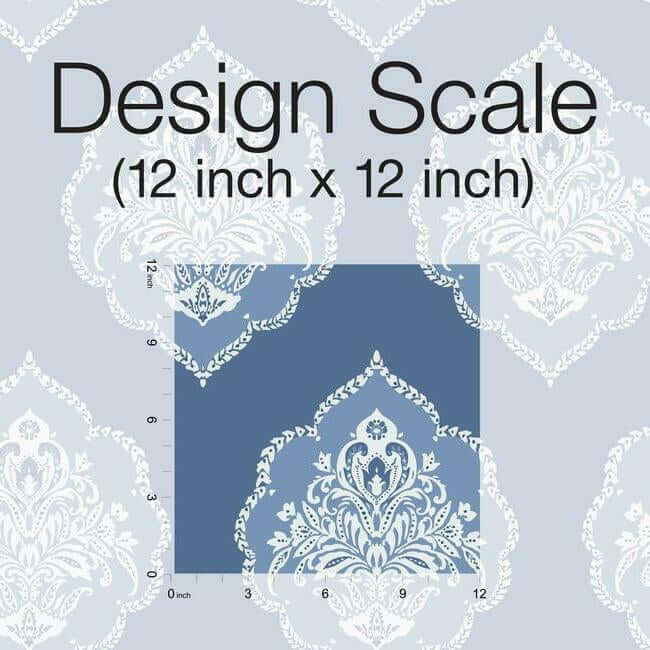 signet-medallion-damask-blue-wallpaper-york-wallcoverings-dm4986 - York Wallcoverings Wallpaper