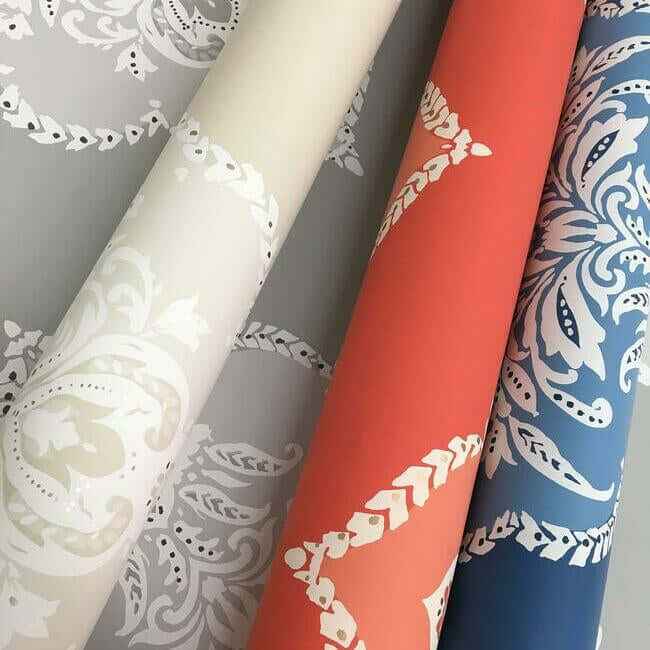 Signet Medallion Damask Coral Wallpaper - York Wallcoverings - DM4981 - York Wallcoverings Wallpaper