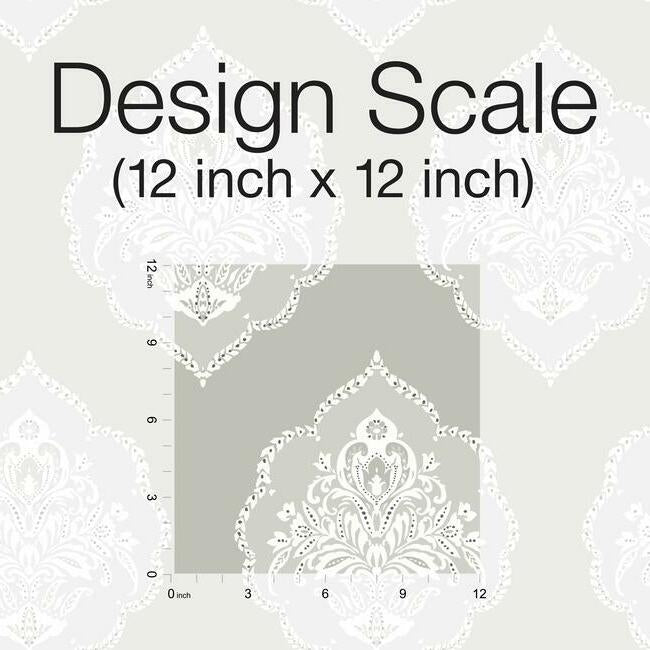 Signet Medallion Damask Grey Wallpaper - York Wallcoverings - DM4984 - York Wallcoverings Wallpaper