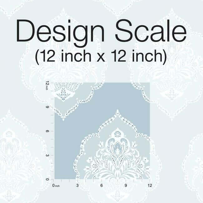 signet-medallion-damask-wallpaper-sky-york-wallcoverings-dm4985 - York Wallcoverings Wallpaper
