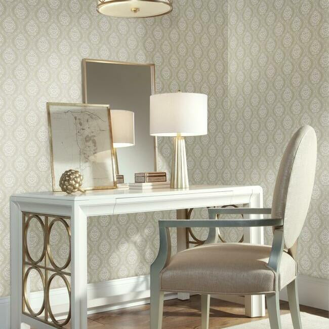 petite-ogee-wallpaper-beige-york-wallcoverings-dm5025 - York Wallcoverings Wallpaper
