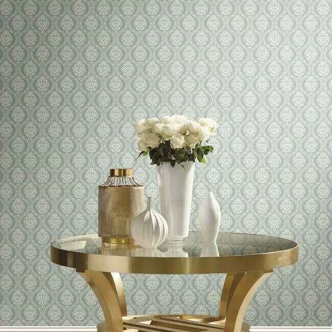 Petite Ogee Green Wallpaper - York Wallcoverings - DM5028 - York Wallcoverings Wallpaper