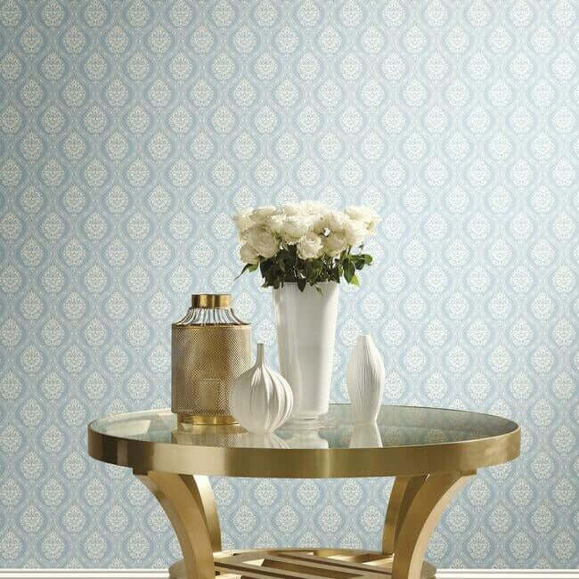 petite-ogee-blue-wallpaper-york-wallcoverings-dm5026 - York Wallpaper Wallpaper