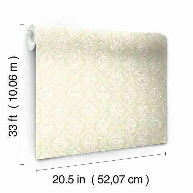 Petite Ogee Yellow Wallpaper - York Wallcoverings - DM5029 - York Wallcoverings Wallpaper